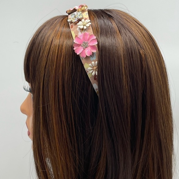 𝅺Daisy Flower Pink Yellow Headband Hair Accessory. - Picture 11 of 13